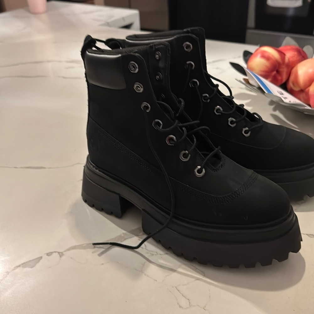 Timberland Black Combat Boots Sturdy Leather Design